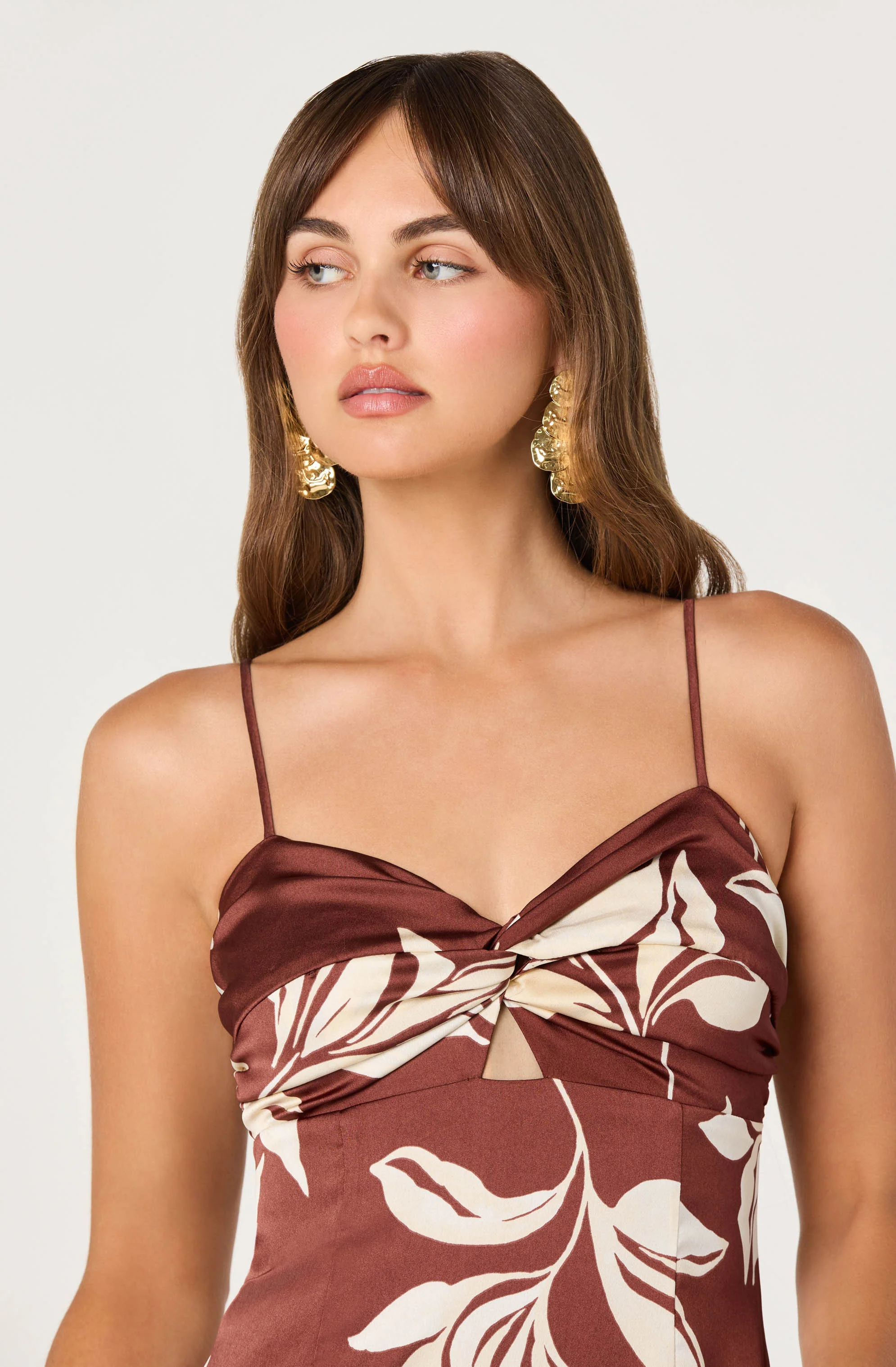 Cassia Twist-Front Satin Maxi Dress