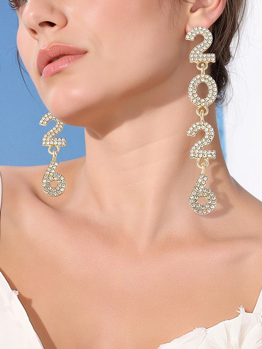 Figure Rhine Stones Shiny Earrings Accessories