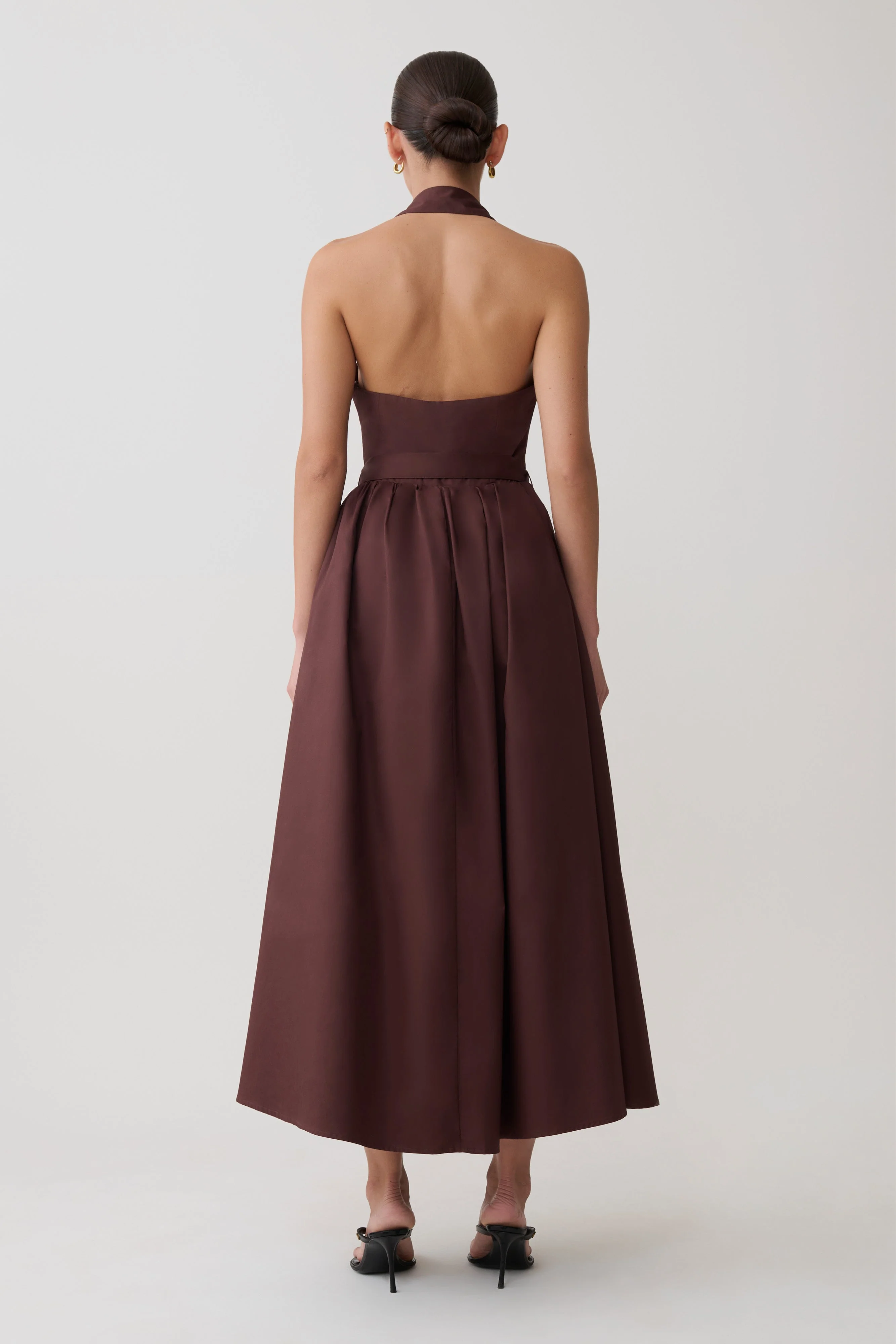 Cindy Collared Midi Dress - Chocolate
