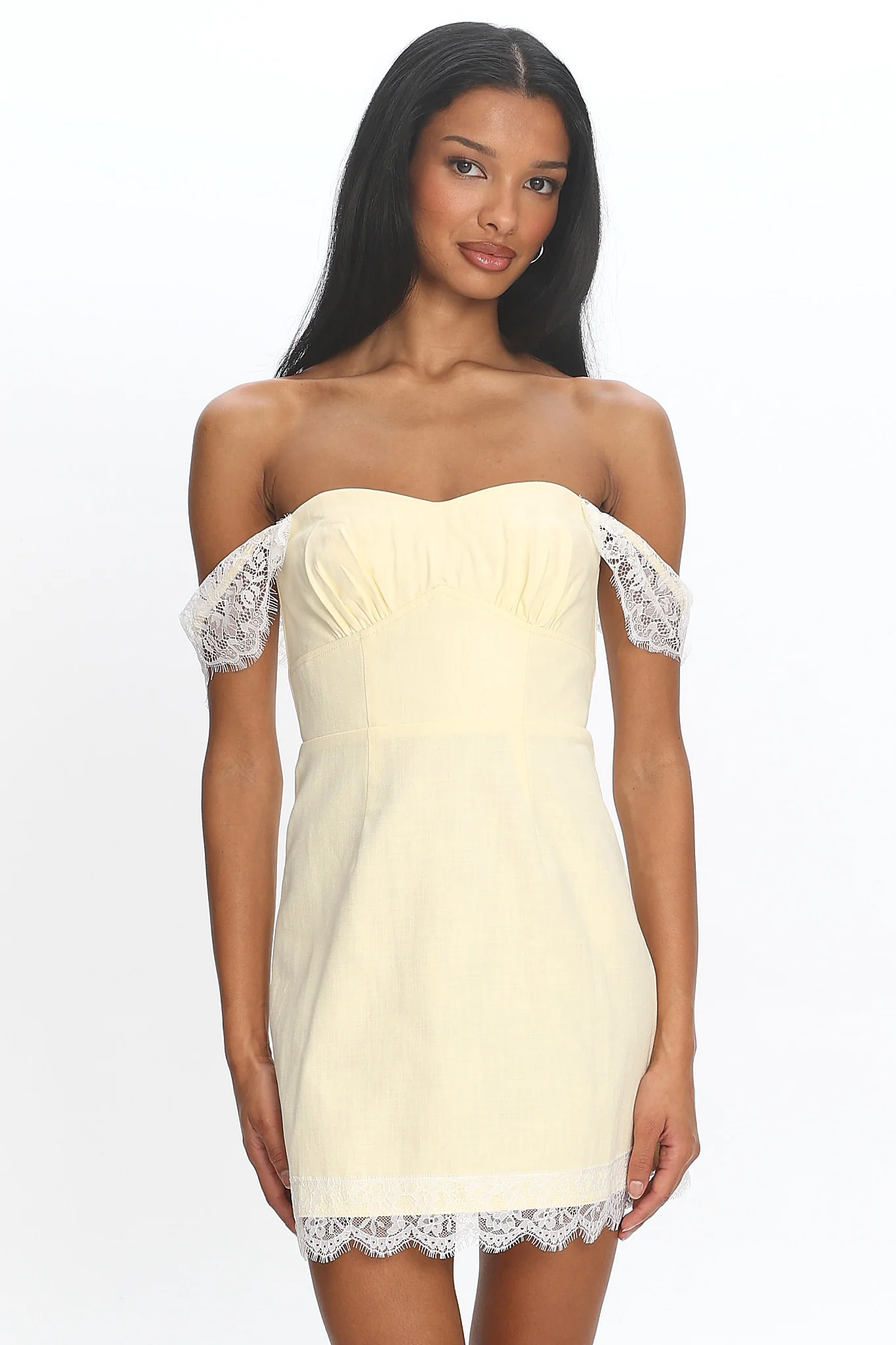 Sardinia Lace-Trim Mini Dress Baby Yellow