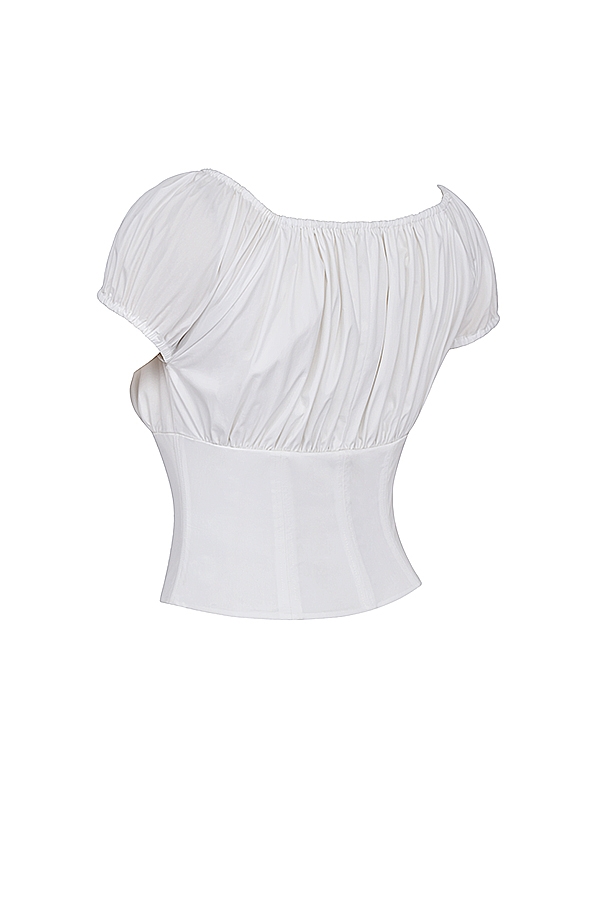 White Gathered Top
