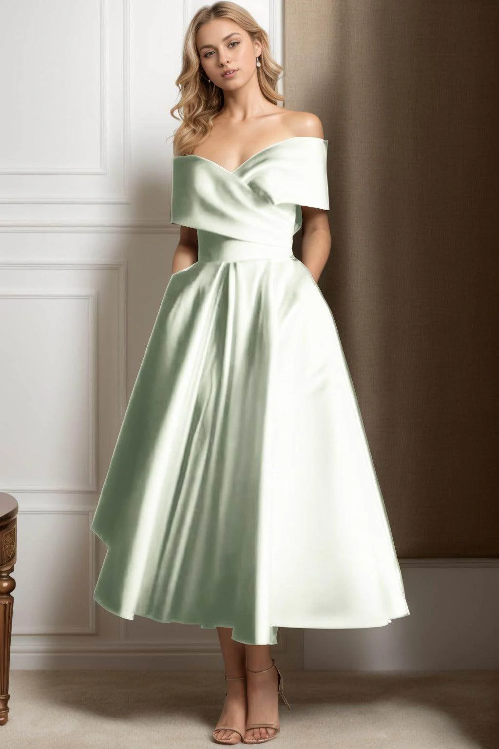 A-Line Ankle Length Satin Graduation Dresses CS0564