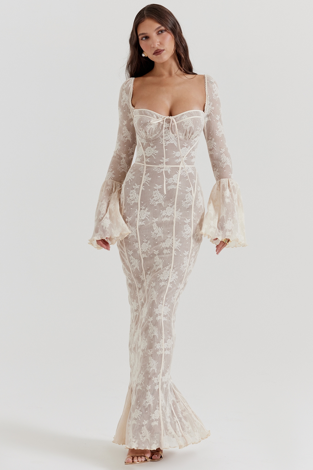 Vintage Cream Lace Maxi Dress