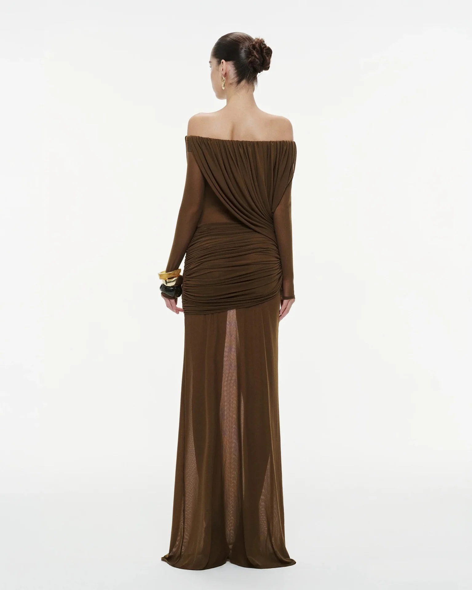 Gaelthis Strapless Ruched Draped Maxi Dress