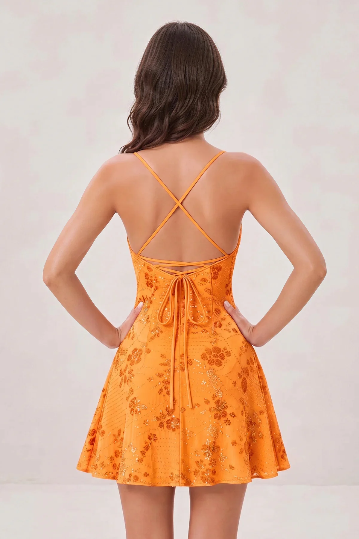 Pink Spaghetti Straps A-Line Sequined Chiffon Homecoming Dress