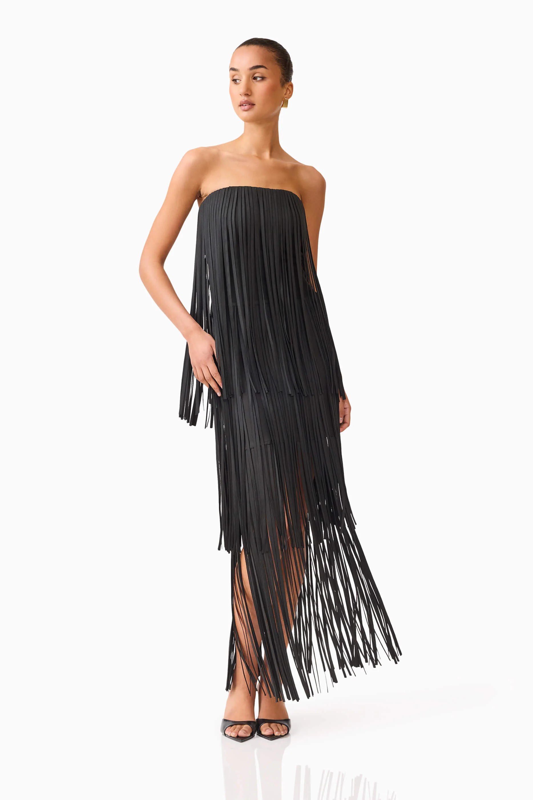 Alya Tiered Maxi Dress in Black