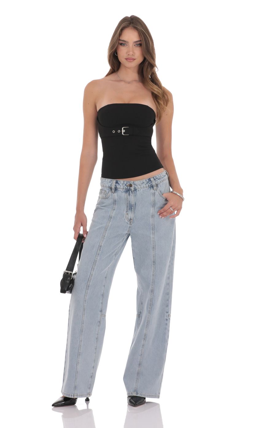 Relaxed Mid-Rise Jeans in Light Blue