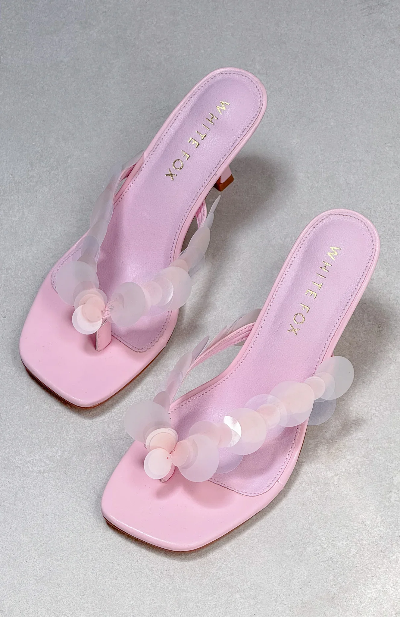 Imogen Sequin Mules Baby Pink