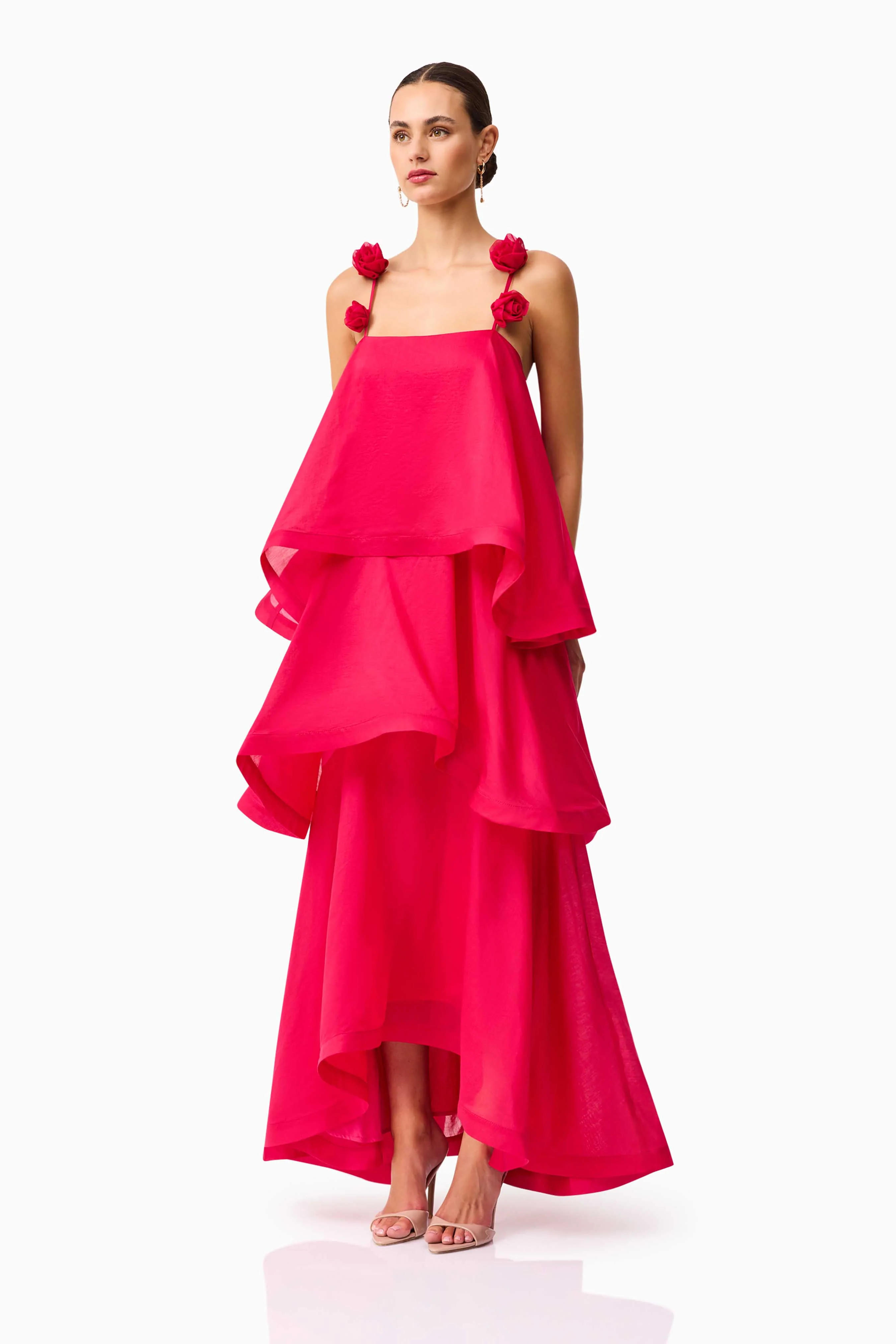 Thalia Tiered Gown in Pink