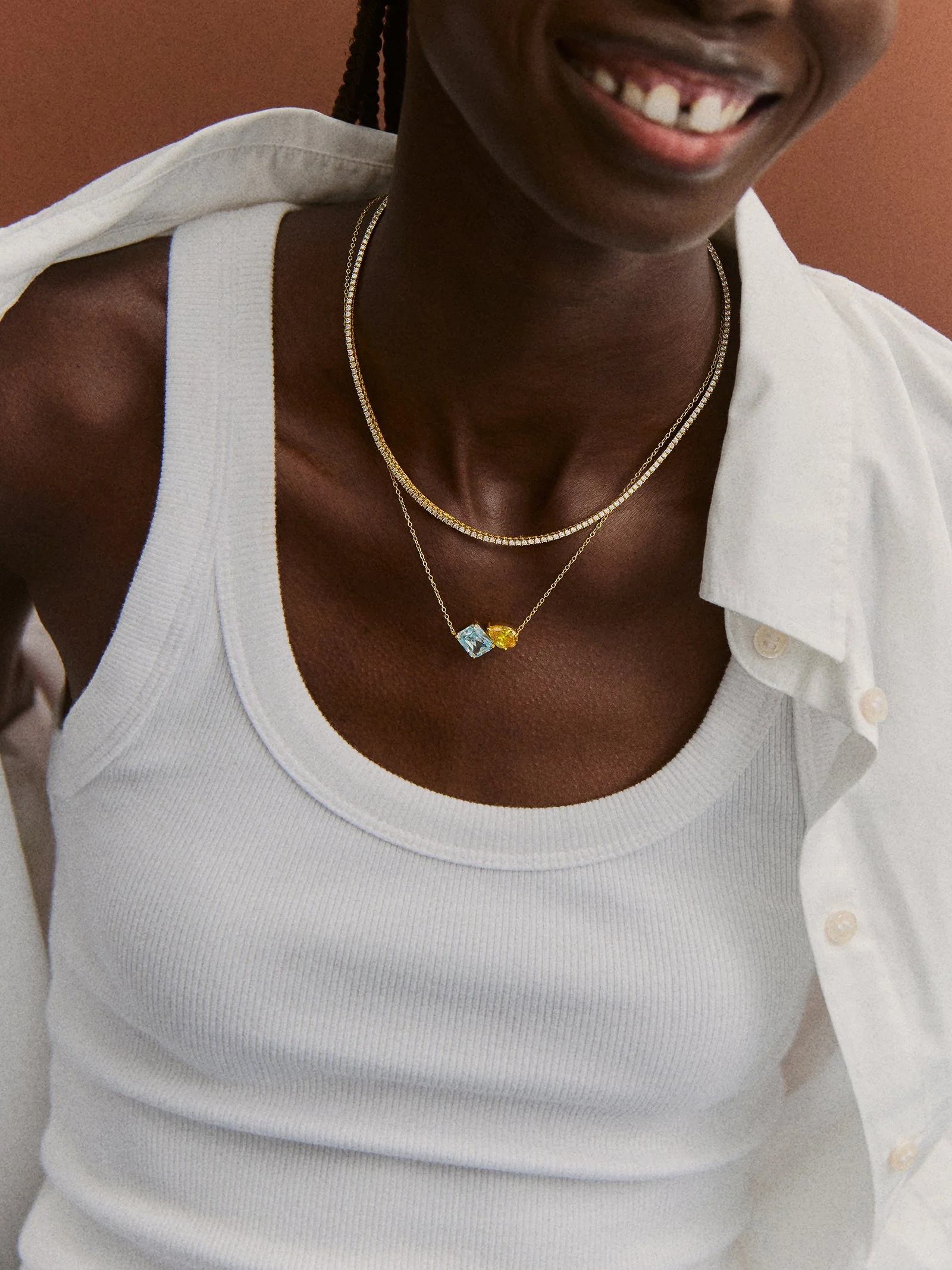 Toi et Moi 14K Gold Custom Birthstone Necklace - Gold