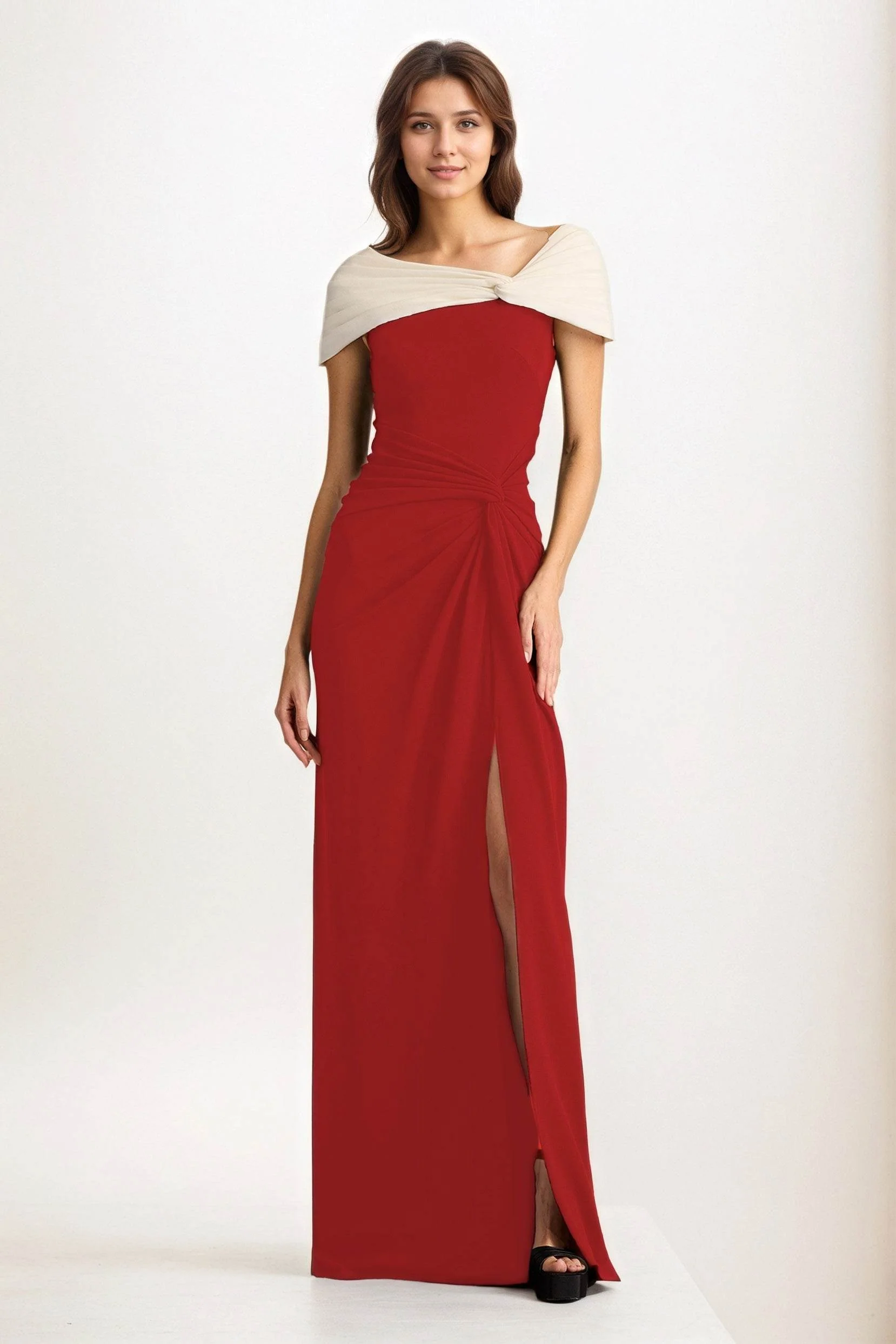 Sheath-Column Maxi Chiffon Wedding Guest Dress CG0279