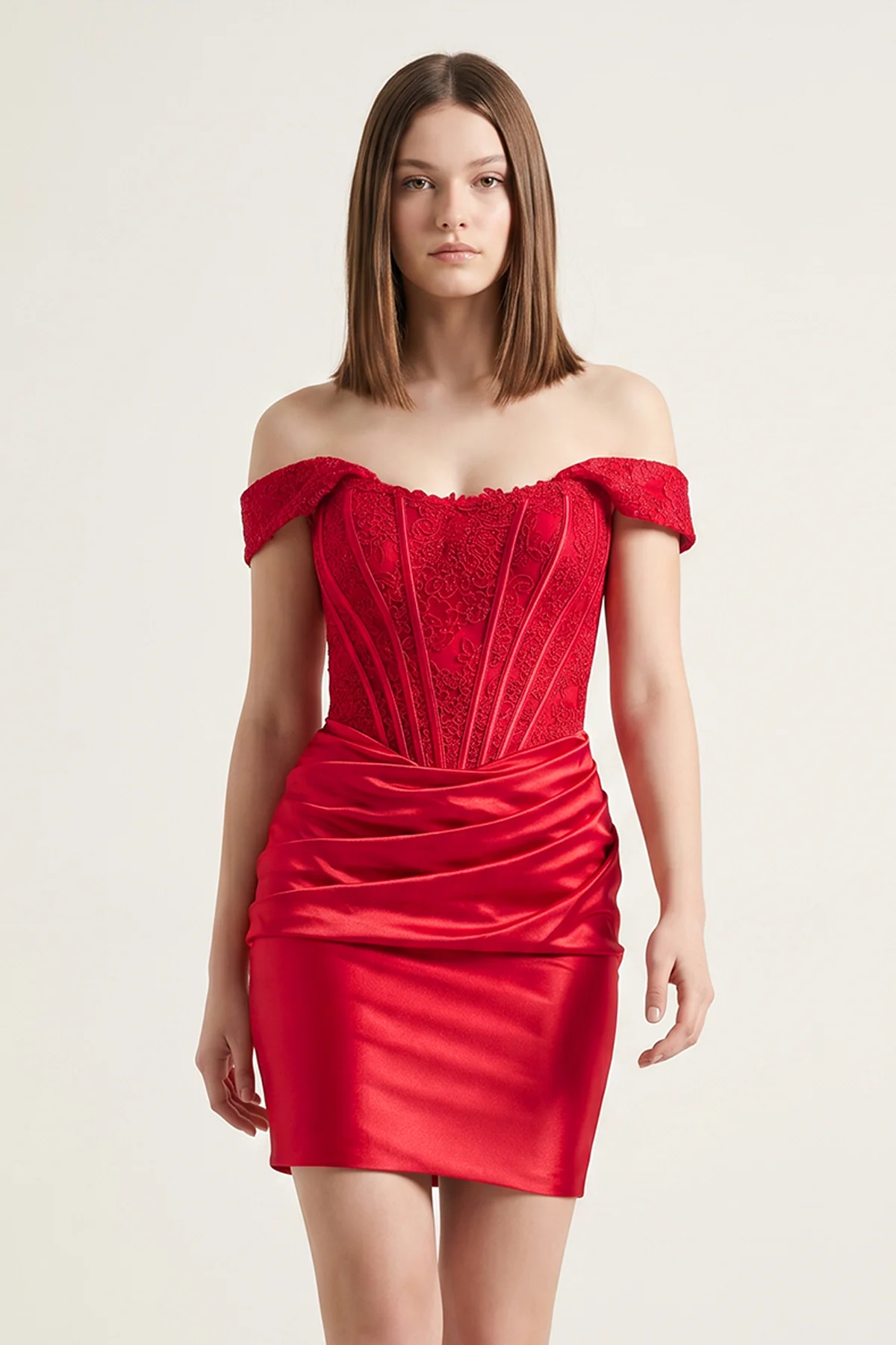 Sheath Off the Shoulder Corset Homecoming Dress