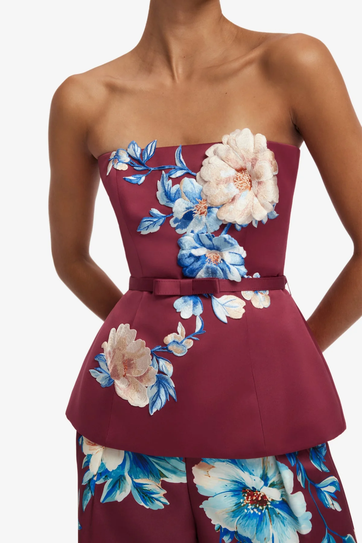 Nadia Embroidered Bustier Top - Cosmos Print