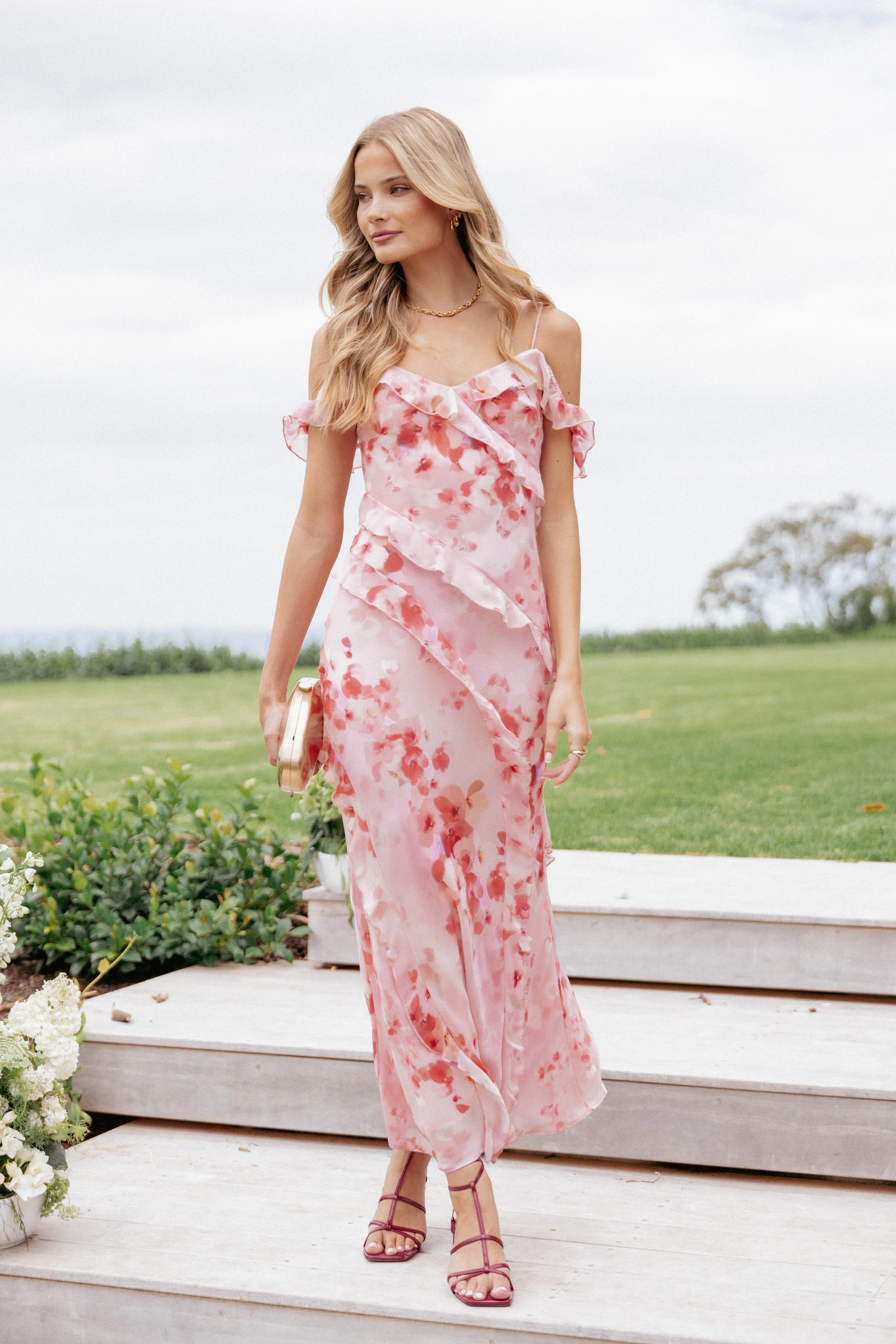 Alexia Off Shoulder Maxi Dress - Pink Floral