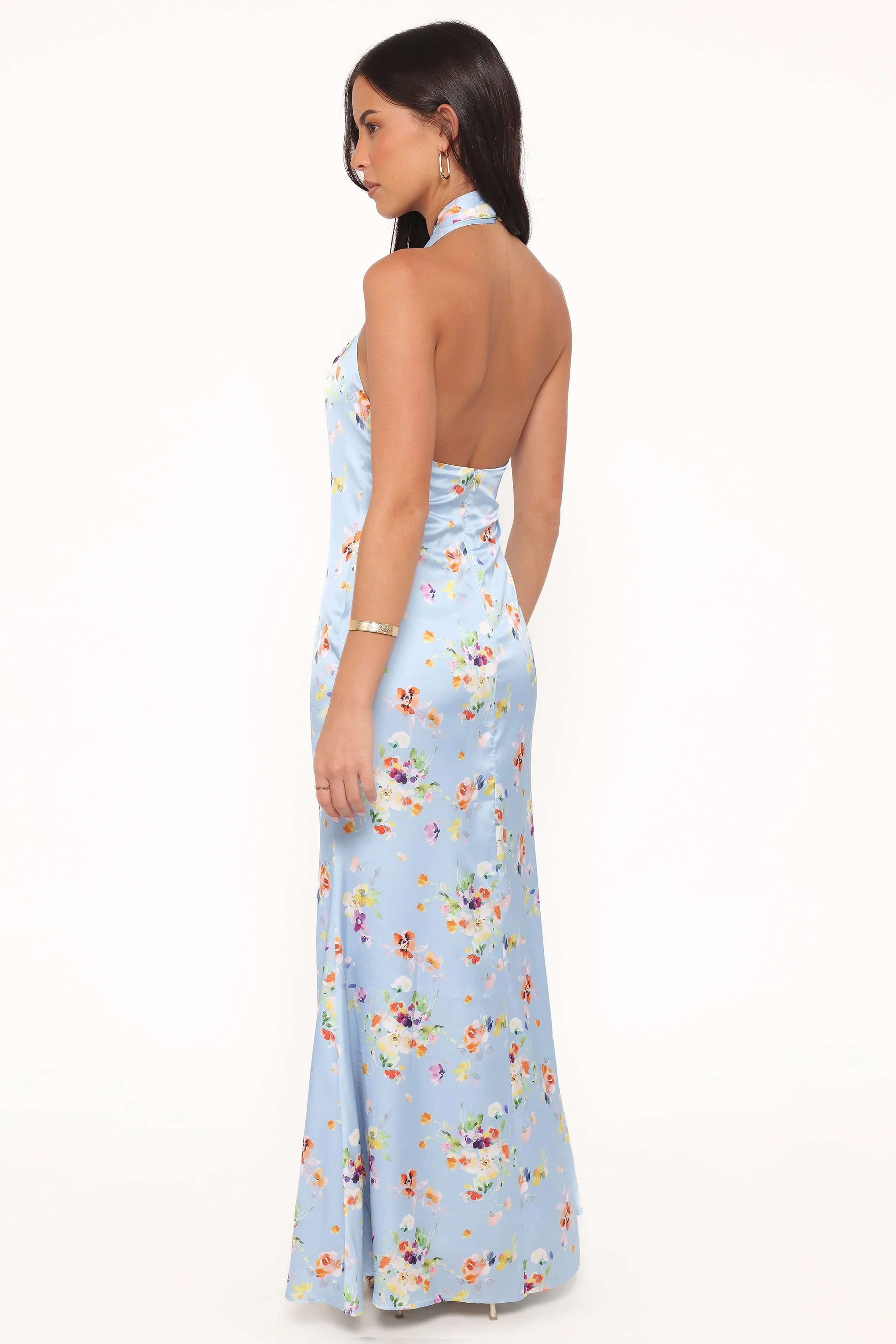 Mila Halterneck Maxi Dress - Cornflower Blue Floral