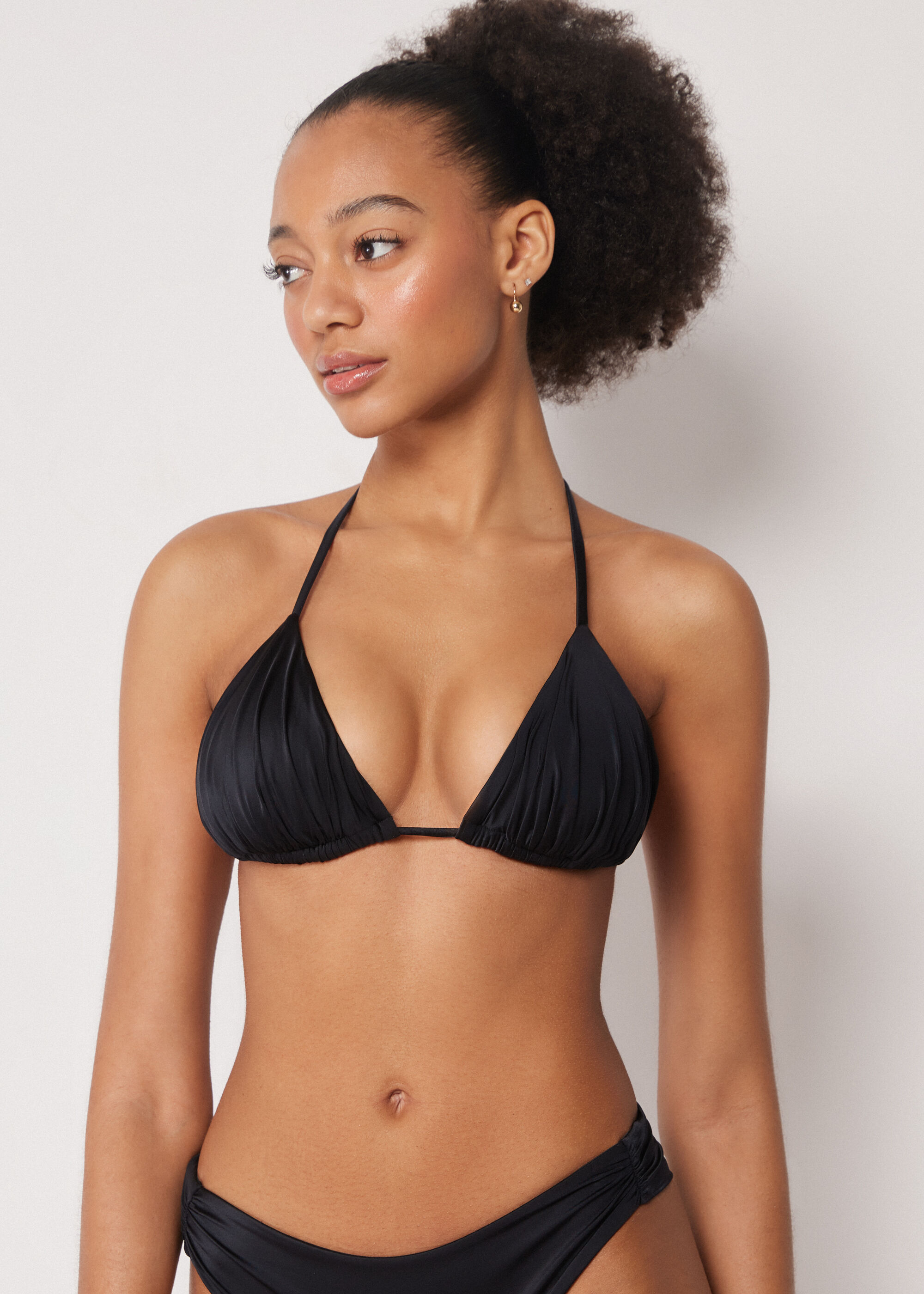 Triangle Swimsuit Top Shiny Satin