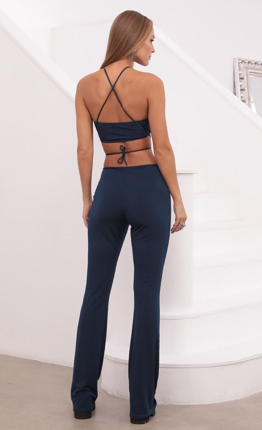 Two Piece Pant Set in Navy