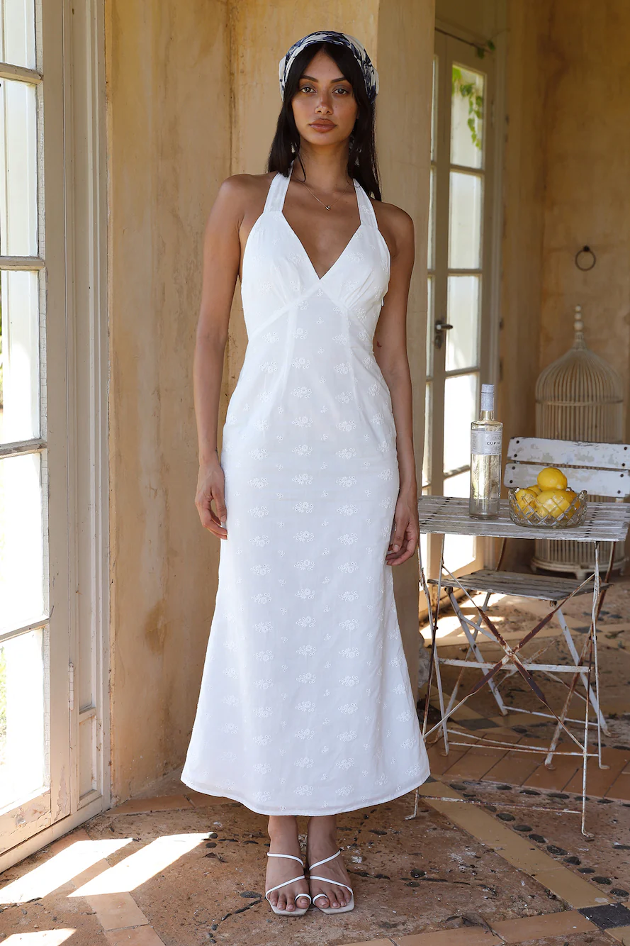 Thalassa Halter Midi Dress White - luluinthesky