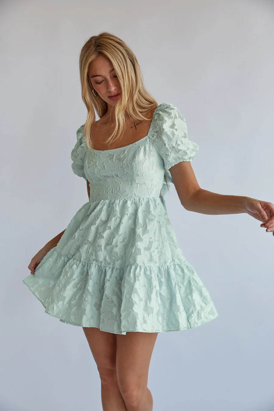Whitley Tie Back Puff Sleeve Babydoll Mini Dress - luluinthesky