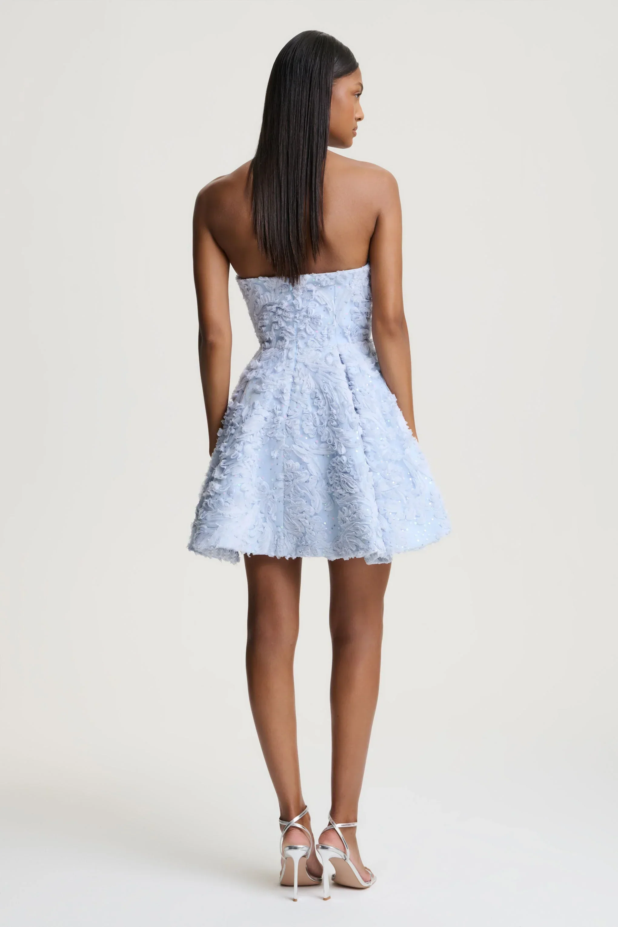 Zosia | Blue Mesh Bandeau Mini Dress