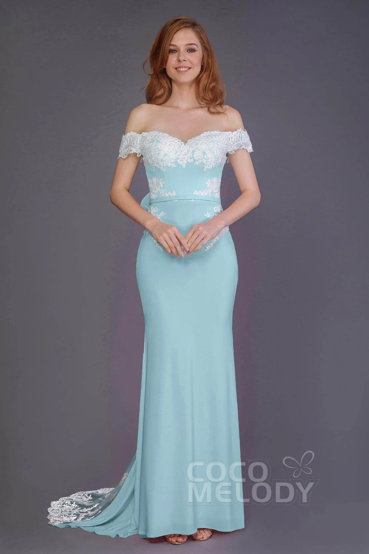 Mermaid Sweep Train Knitted Fabric Bridesmaid Dress PR3491