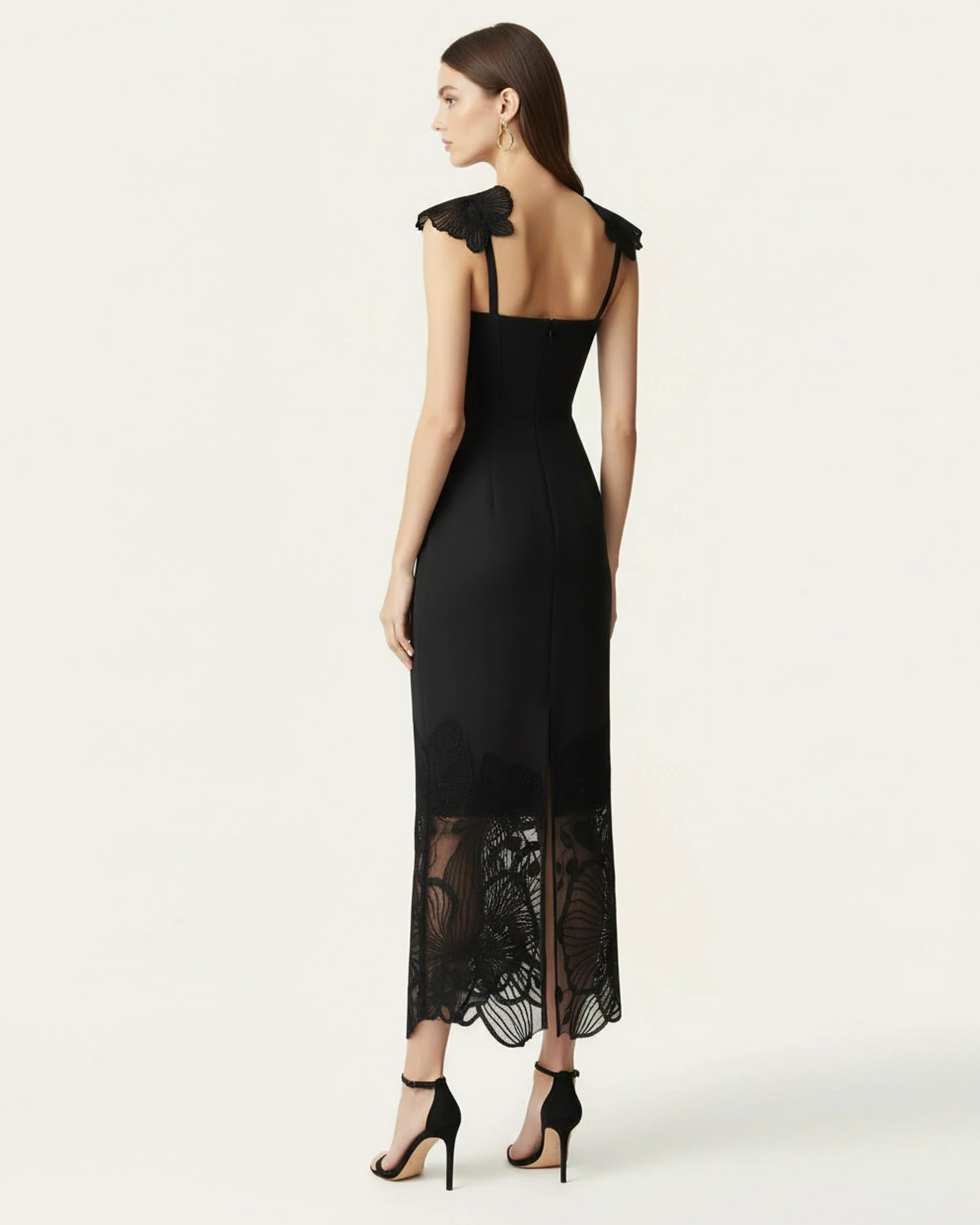 Orchid Embroidered Corset Dress - Black - FASHION NOB