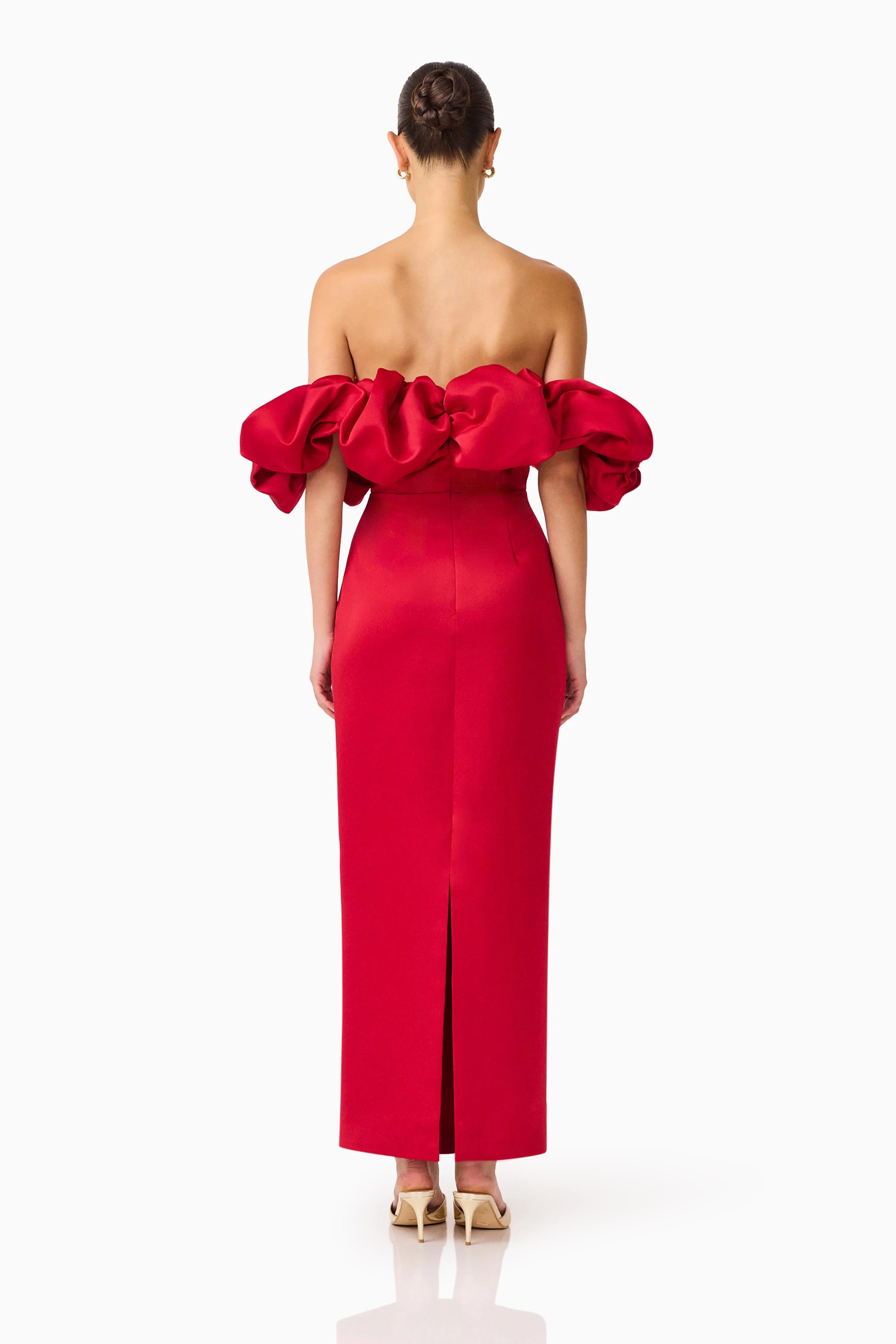 Lucetta Off Shoulder Gown in Red