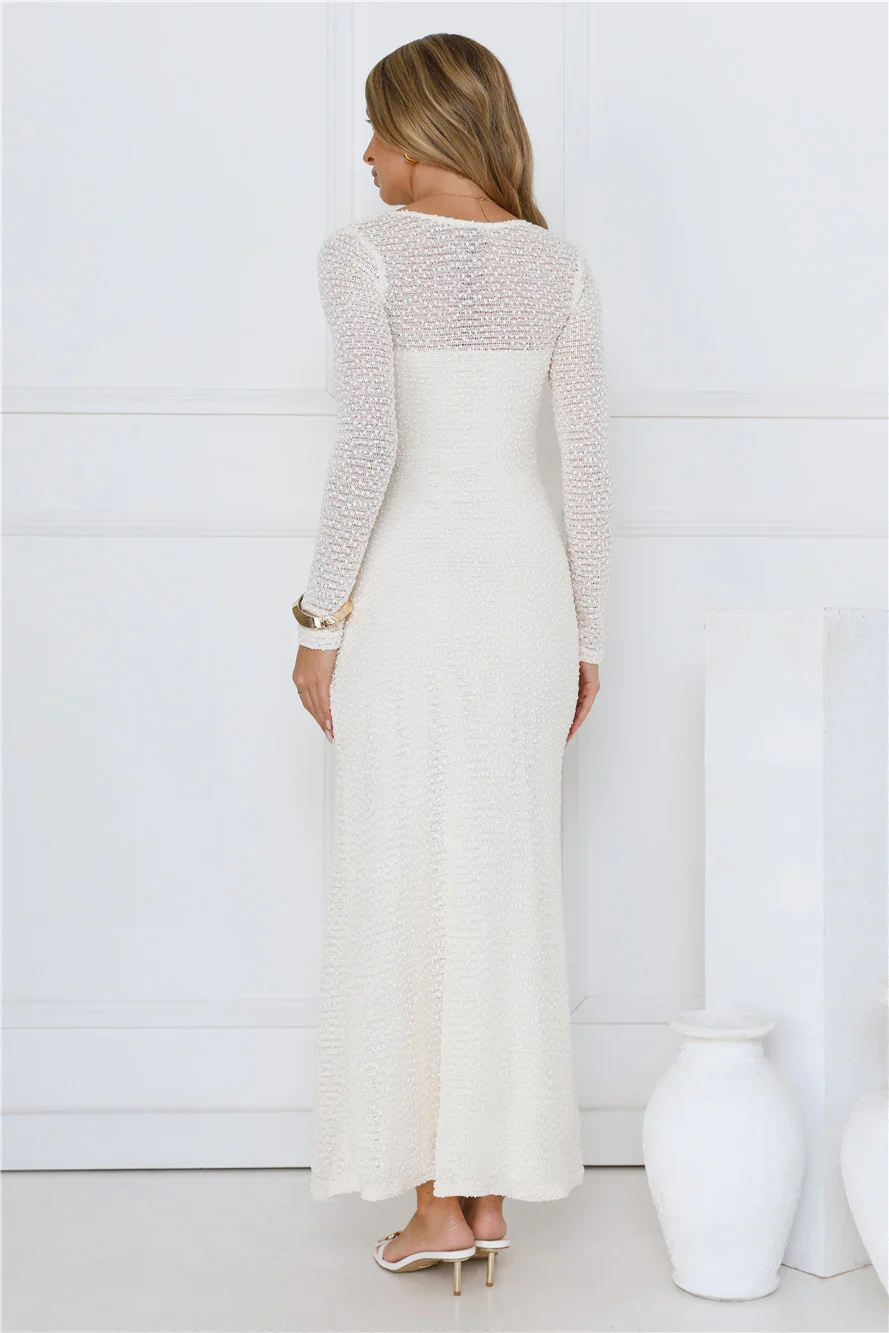 Hot Girl Habits Long Sleeve Maxi Dress Beige - luluinthesky