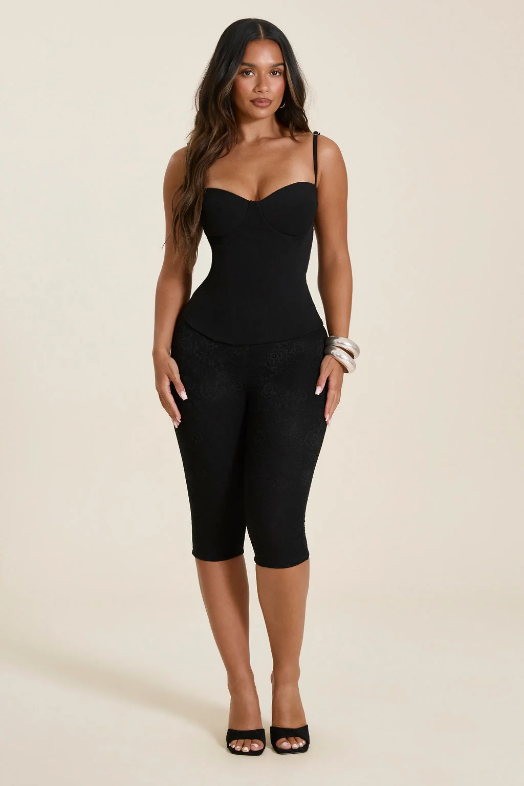 The Everly Lace Up Corset Top in Black