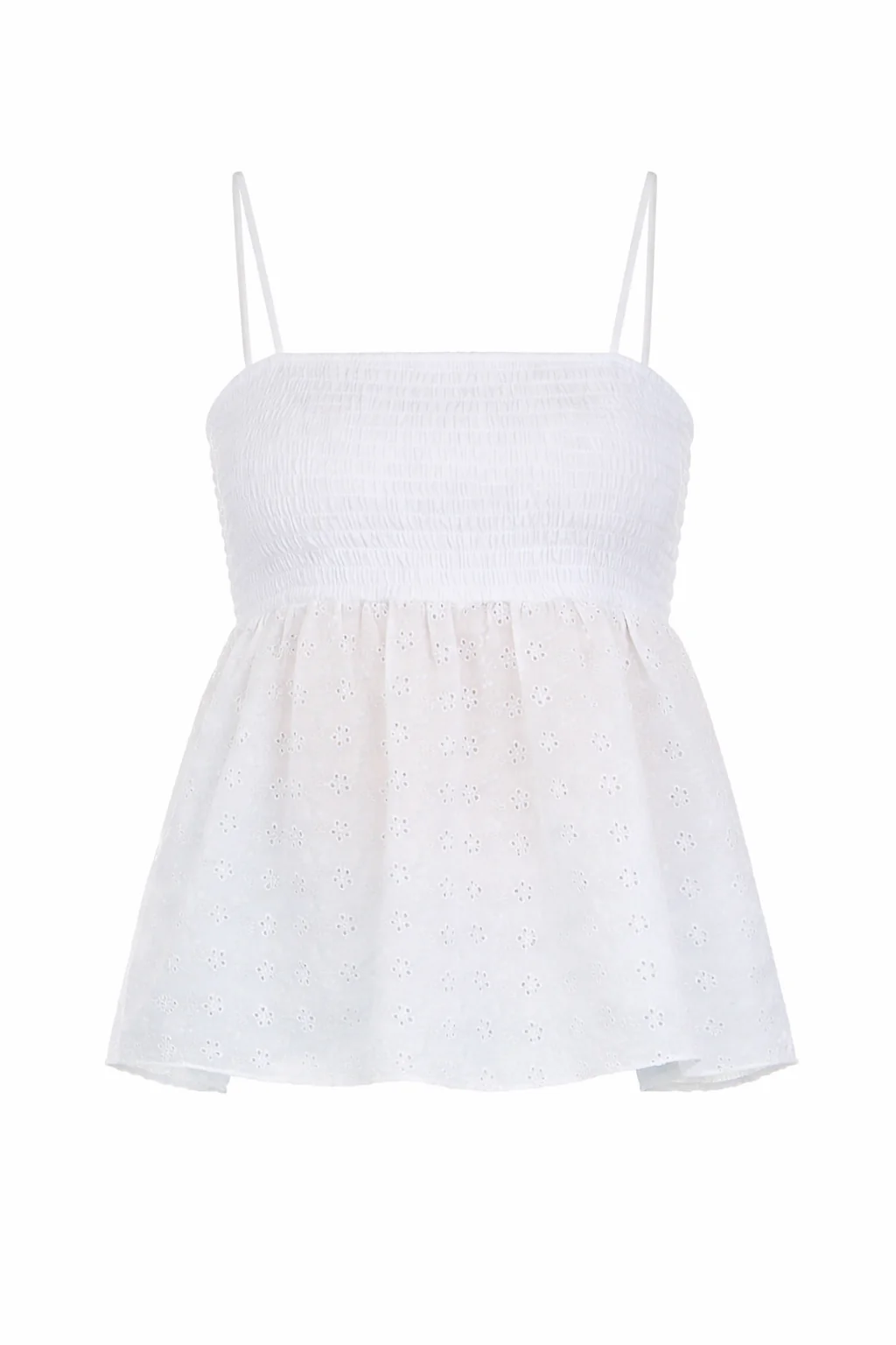 Eyelet Peplum Tank Top