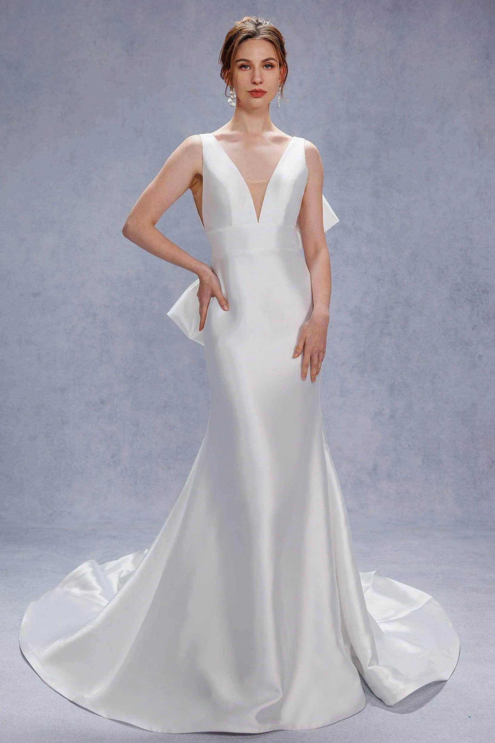Trumpet-Mermaid Court Train Mikado Wedding Dress CW3356