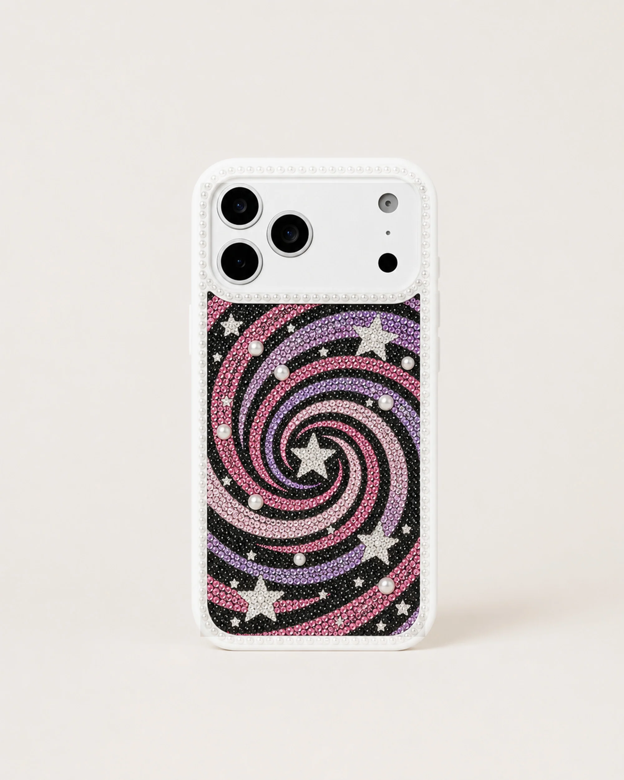 Galaxy Swirl Artificial Crystal Phone Case - White