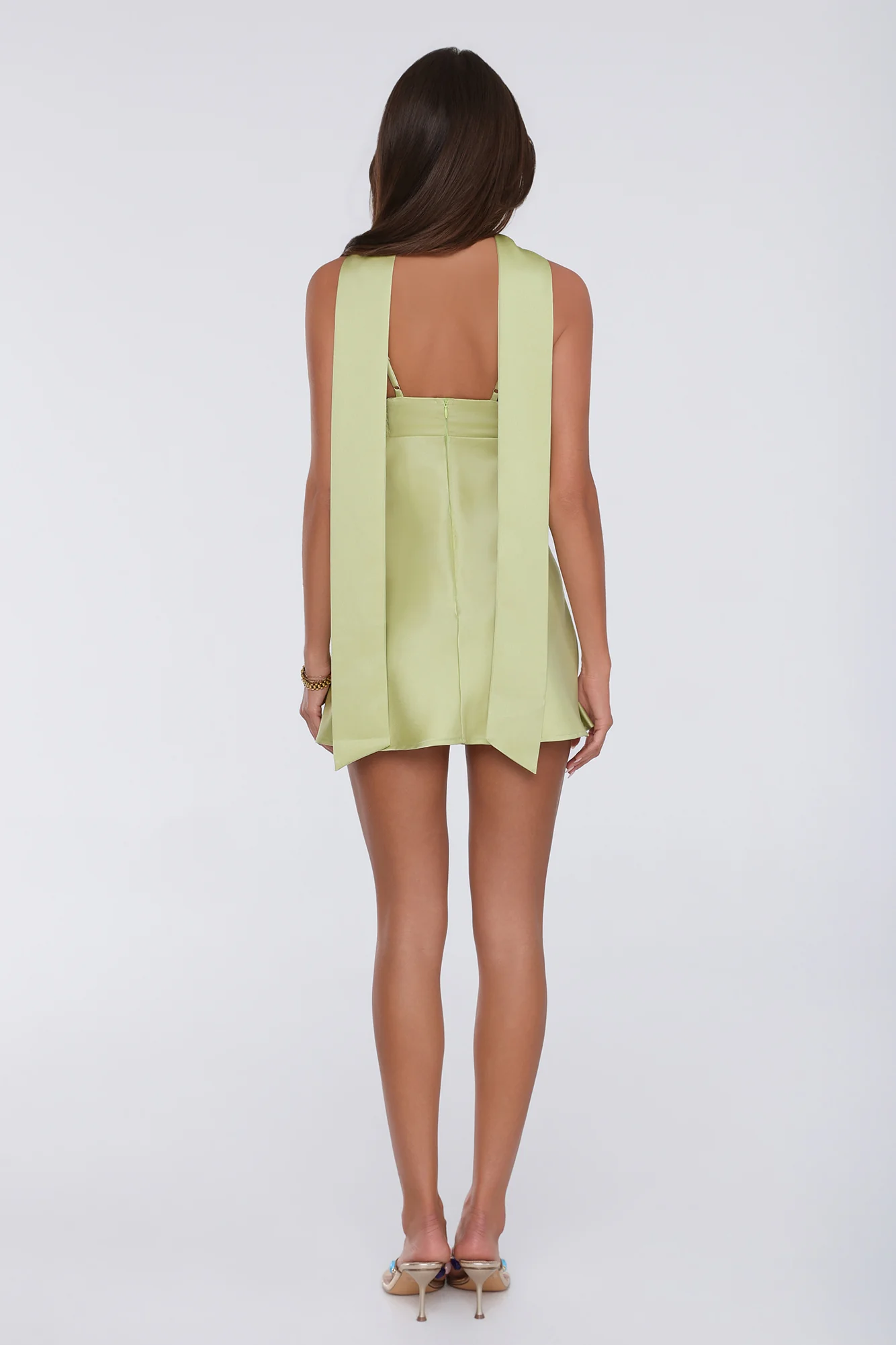 Diva Energy Satin Mini Dress Lime