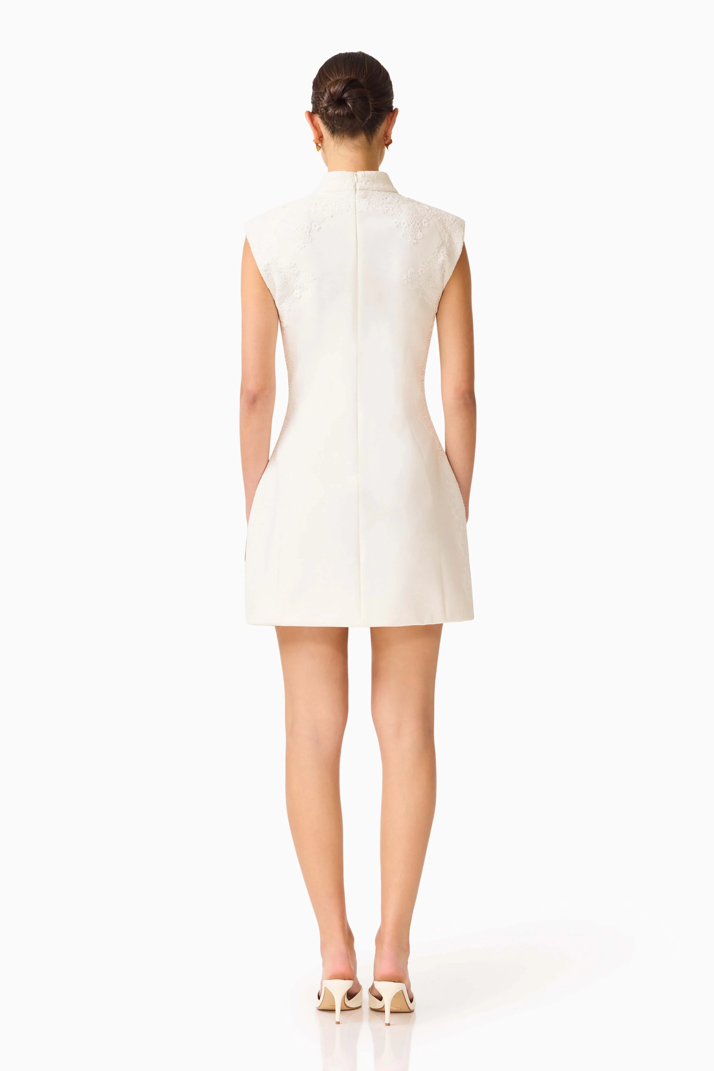 Elysia Lace Mini Dress in White
