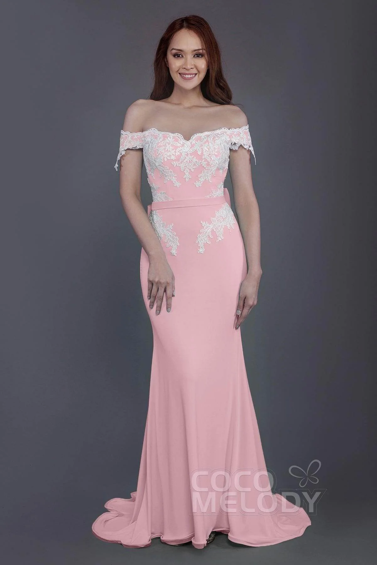 Mermaid Sweep Train Knitted Fabric Bridesmaid Dress PR3497