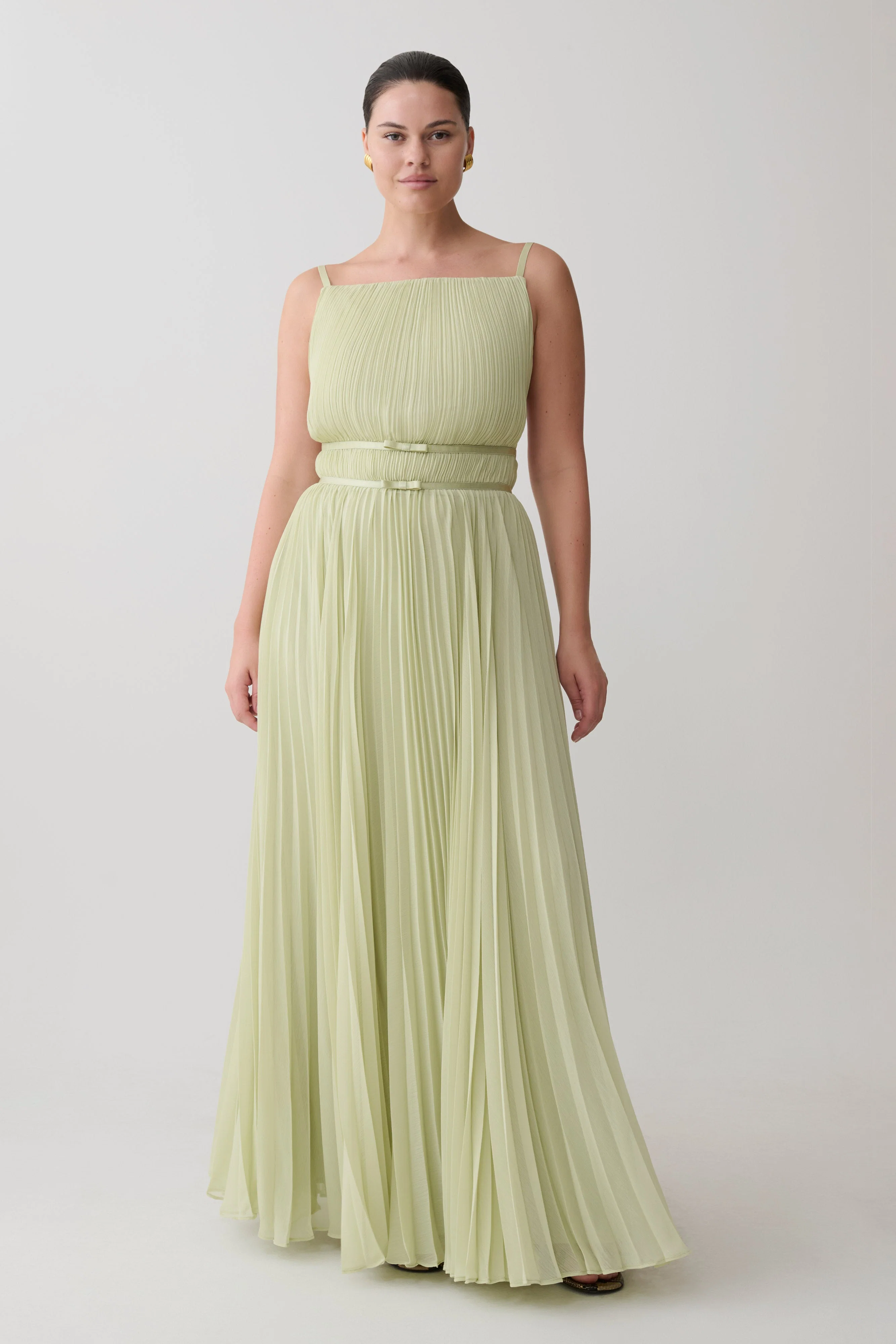 Clarisse Pleated Maxi Dress - Sage