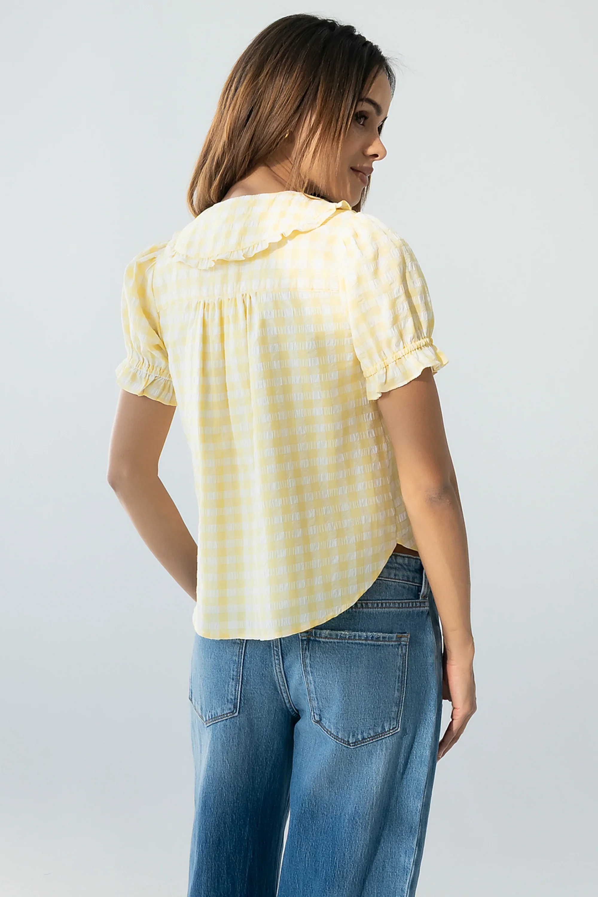 Nelly Gingham Blouse in Yellow
