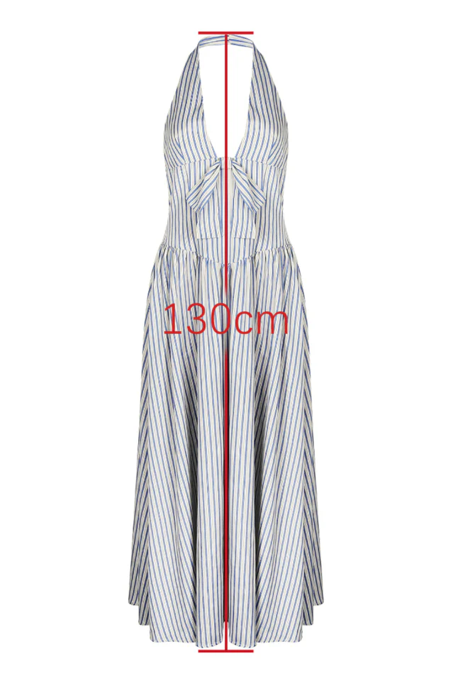 Mackenna Stripe Halter Smock Back Dress