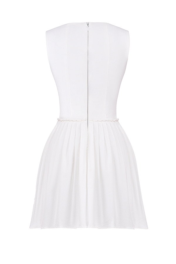 White Pleated Mini Dress