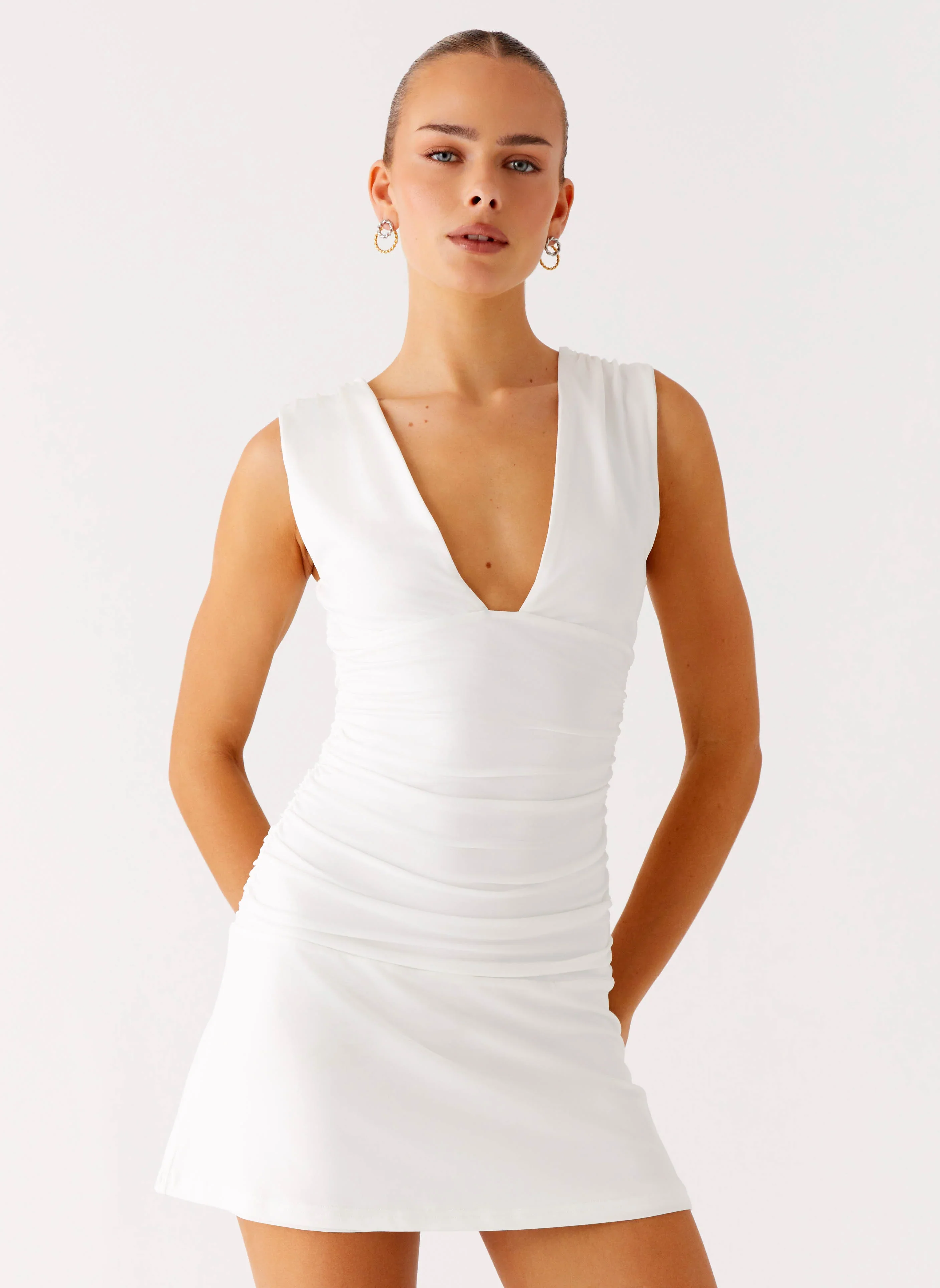 Cherry Sky Mini Dress - White