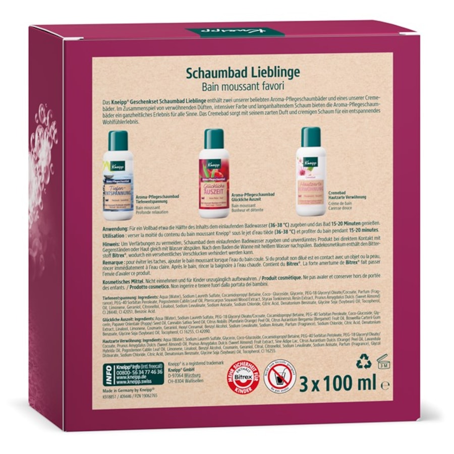 Kneipp Pianka i krem do kąpieli Ulubione kąpiele z pianą