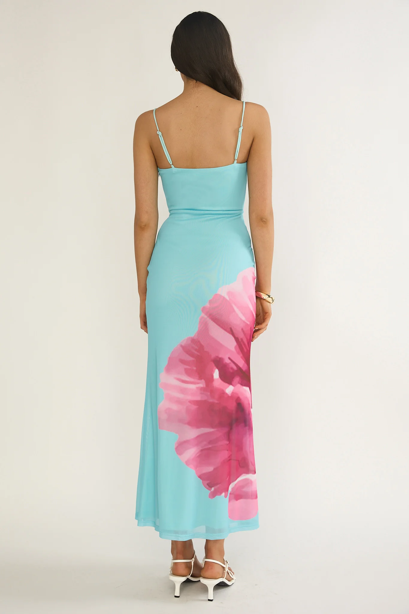 Orabella Waterdrop Wire Bust Maxi Dress Floral Aqua - luluinthesky