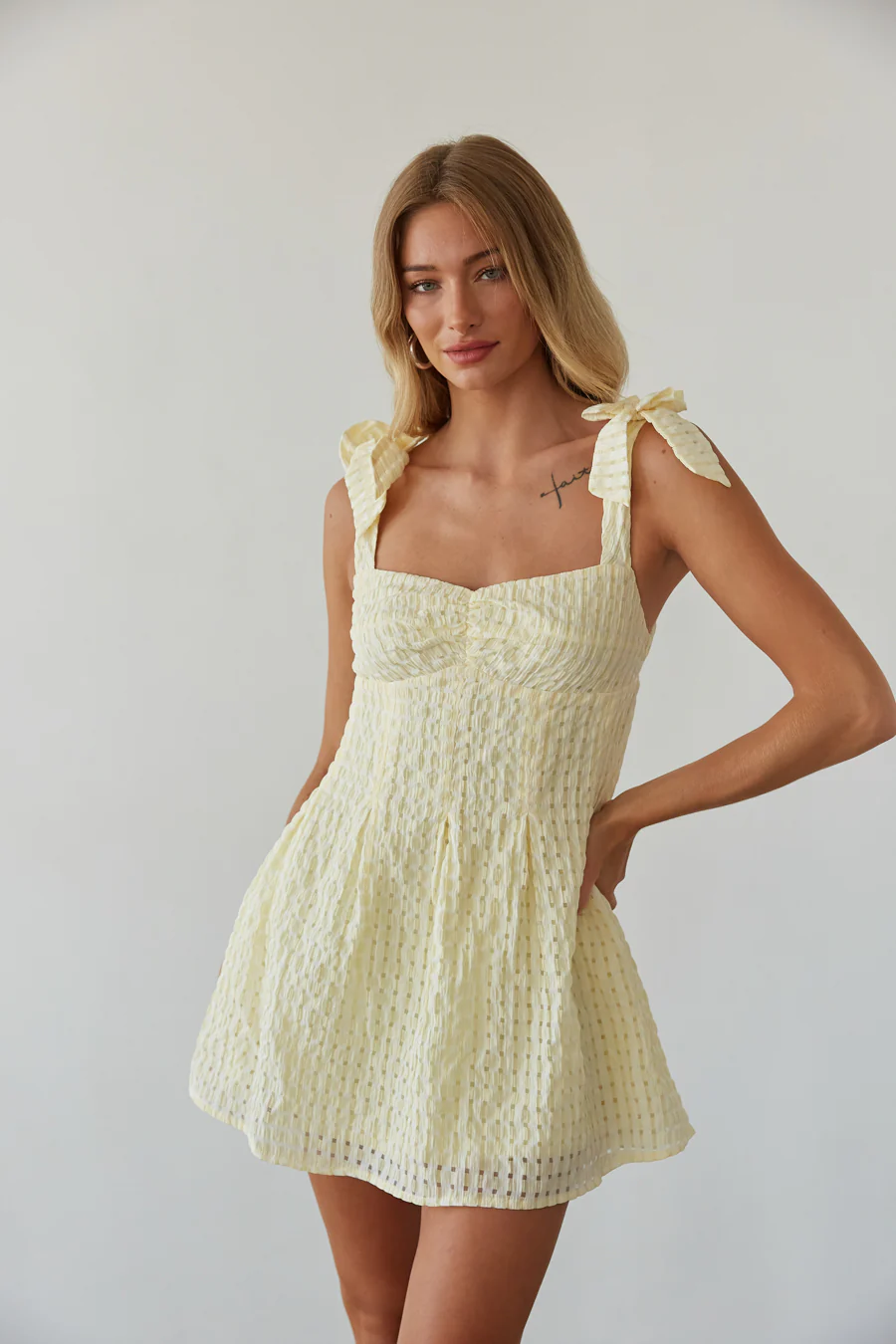 Abby Gingham Bow Strap Mini Dress - luluinthesky