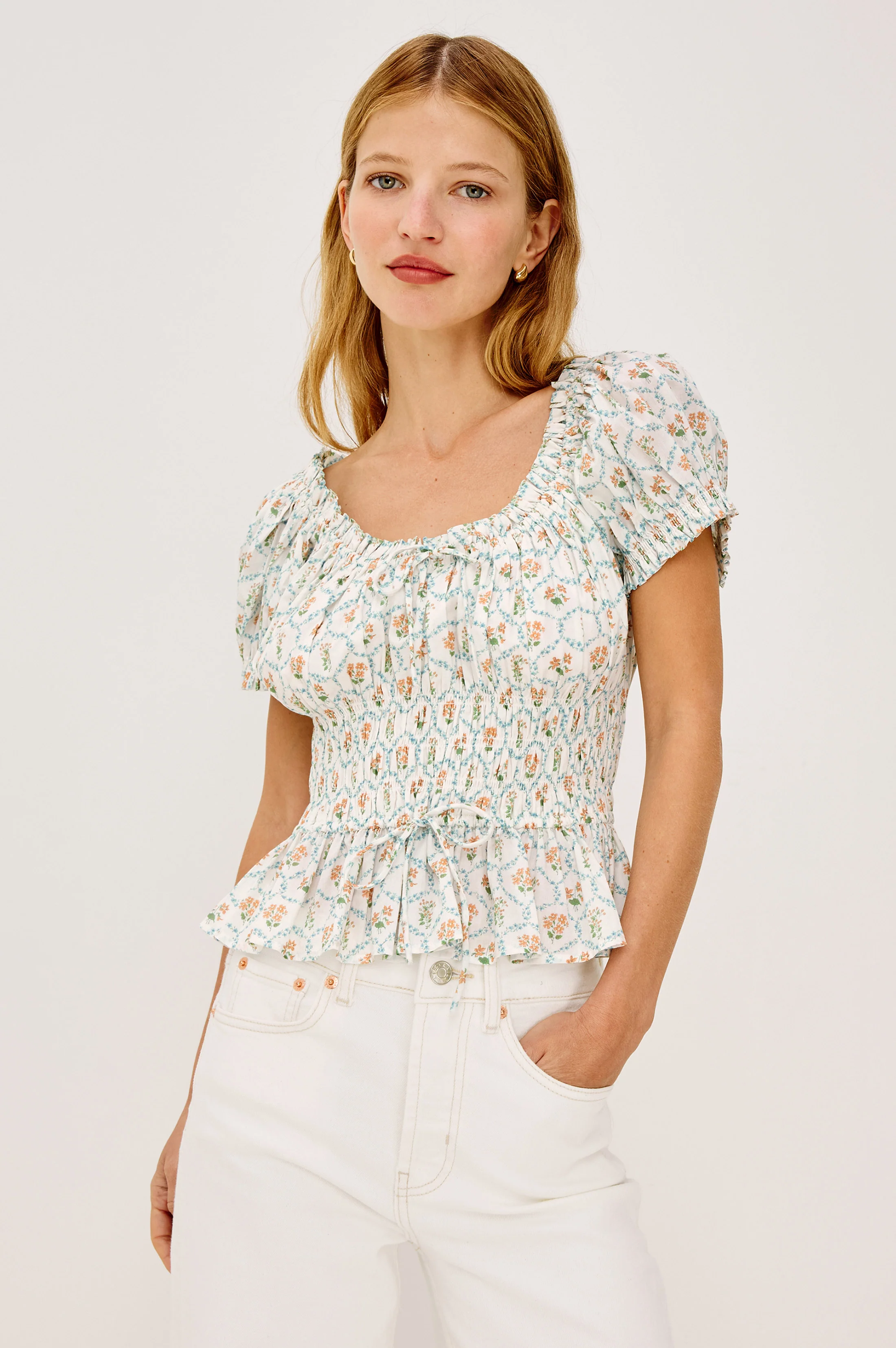 Serena Top - Peach Peony
