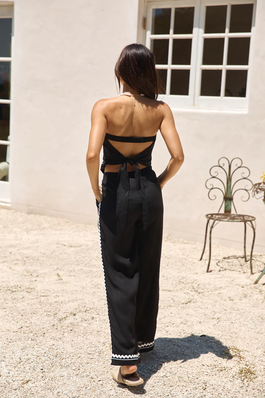 Twin Flame Linen Pant Black