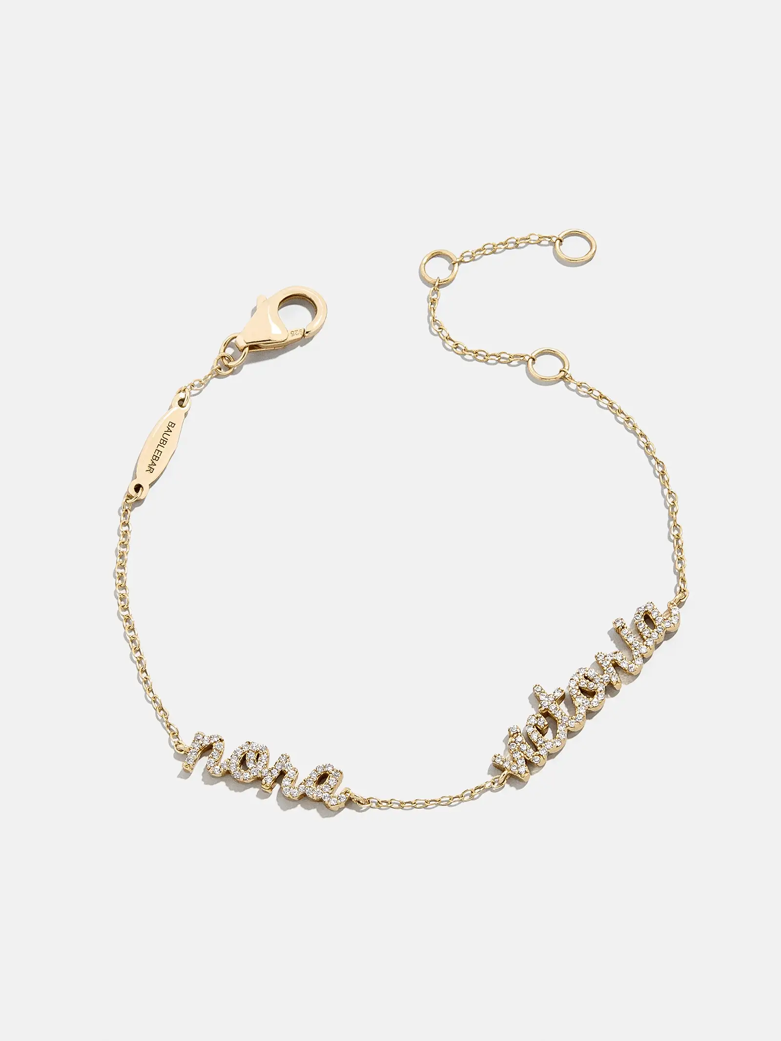 14K Gold/Pavé Custom Script Multi Name Bracelet - 2 Names