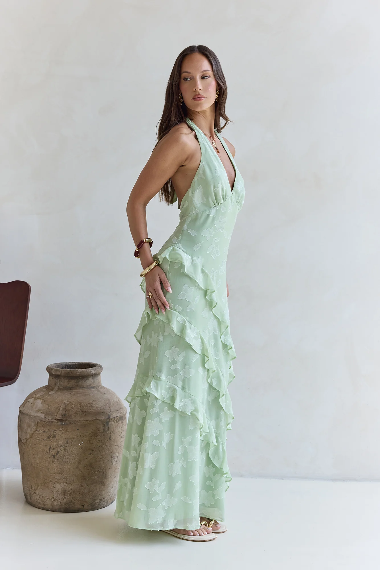 Dream Catchers Halter Maxi Dress Green - luluinthesky