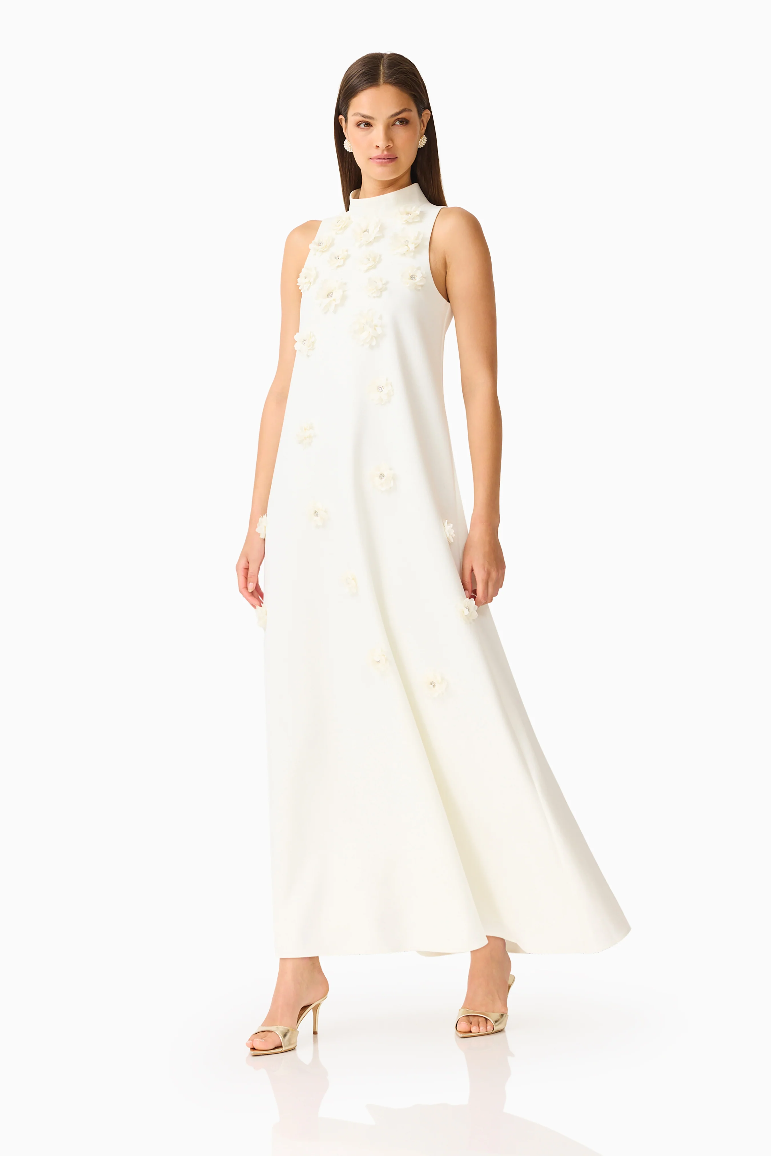Solenne Halter Maxi Dress in White