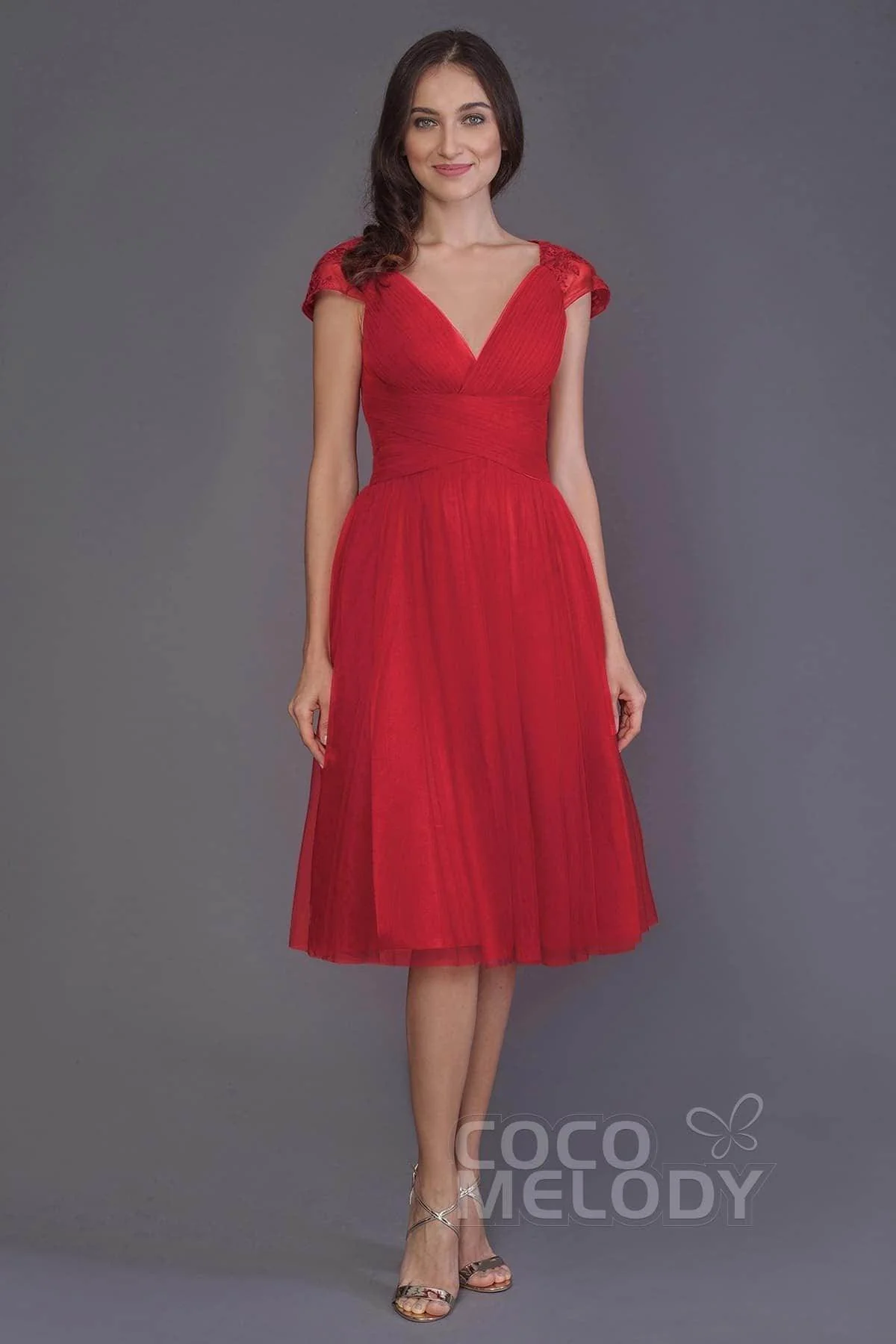 A-Line Knee Length Tulle Bridesmaid Dress PR3515