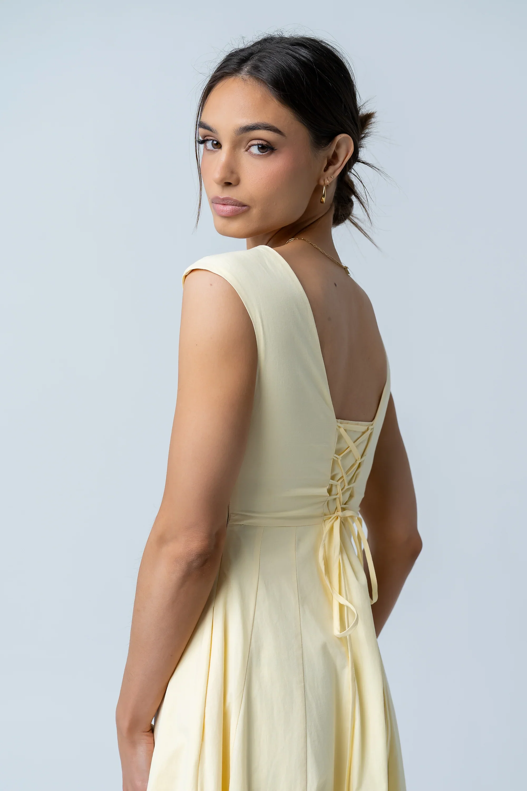 Colin Midi Dress in Butter Yellow